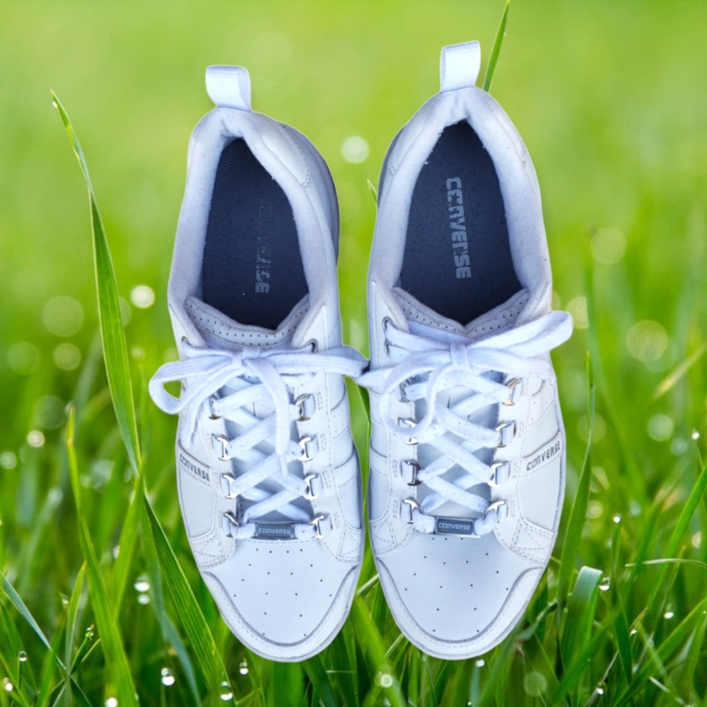 Converse Mens White Leather Sneakers Sz.11.5 - Picture 2 of 7